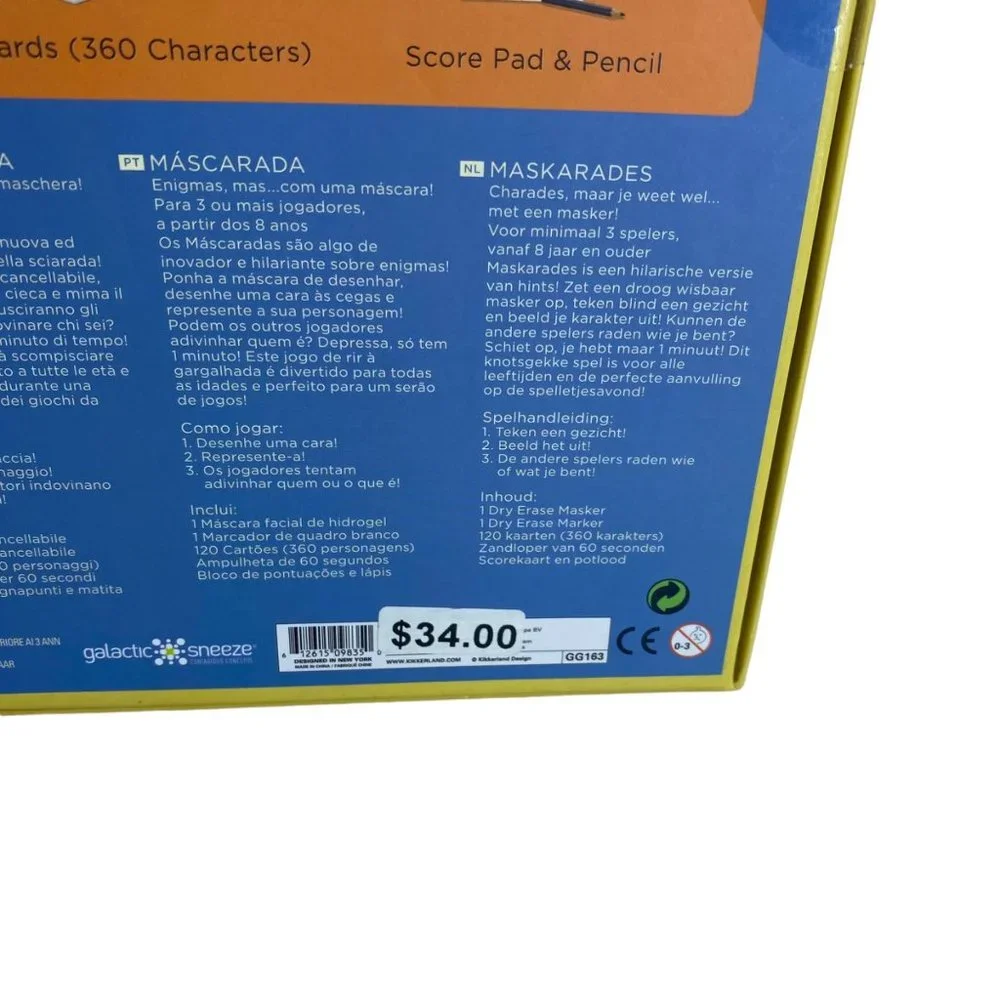 Kirkerland Maskarades Charades with a Mask Draw! Act! Guess Family Friendly Game